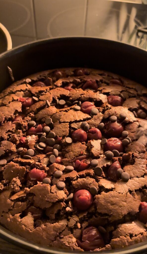 Homemade simple and delicious cherry chocolate cake