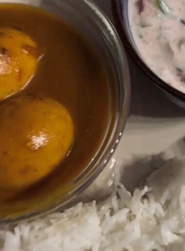 Egg Curry is a flavorful Indian dish made with boiled eggs in a spiced tomato gravy.
